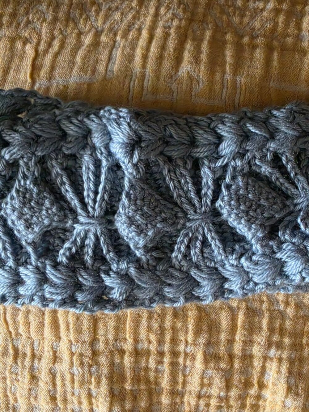 Handmade Crochet Butterfly Stitch Ear Warmer Headband - Blue